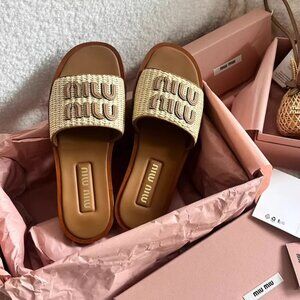 【MiuMiu】Crochet knit sandals ニットサンダル Miu Miu | Shoes | Miumiu Crochet Grip Slide Sandal | Poshmark